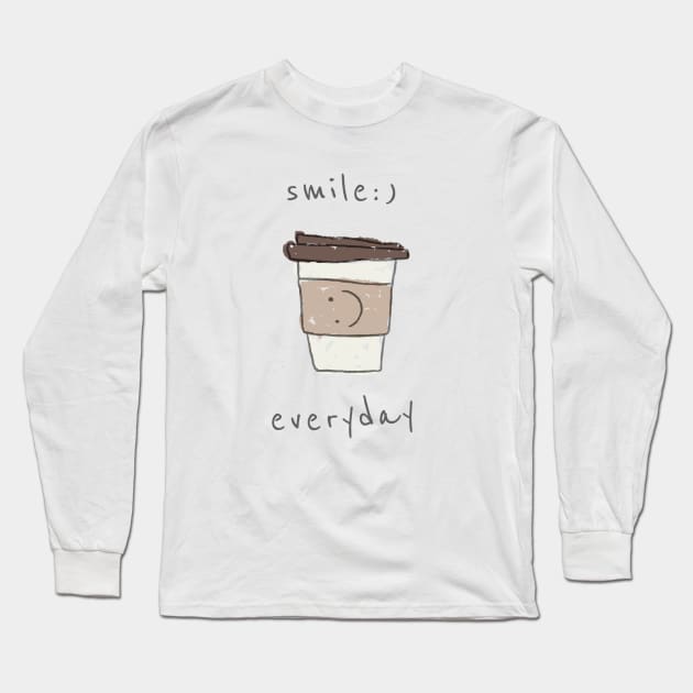 Coffee Lover Smile Everyday Long Sleeve T-Shirt by thecolddots